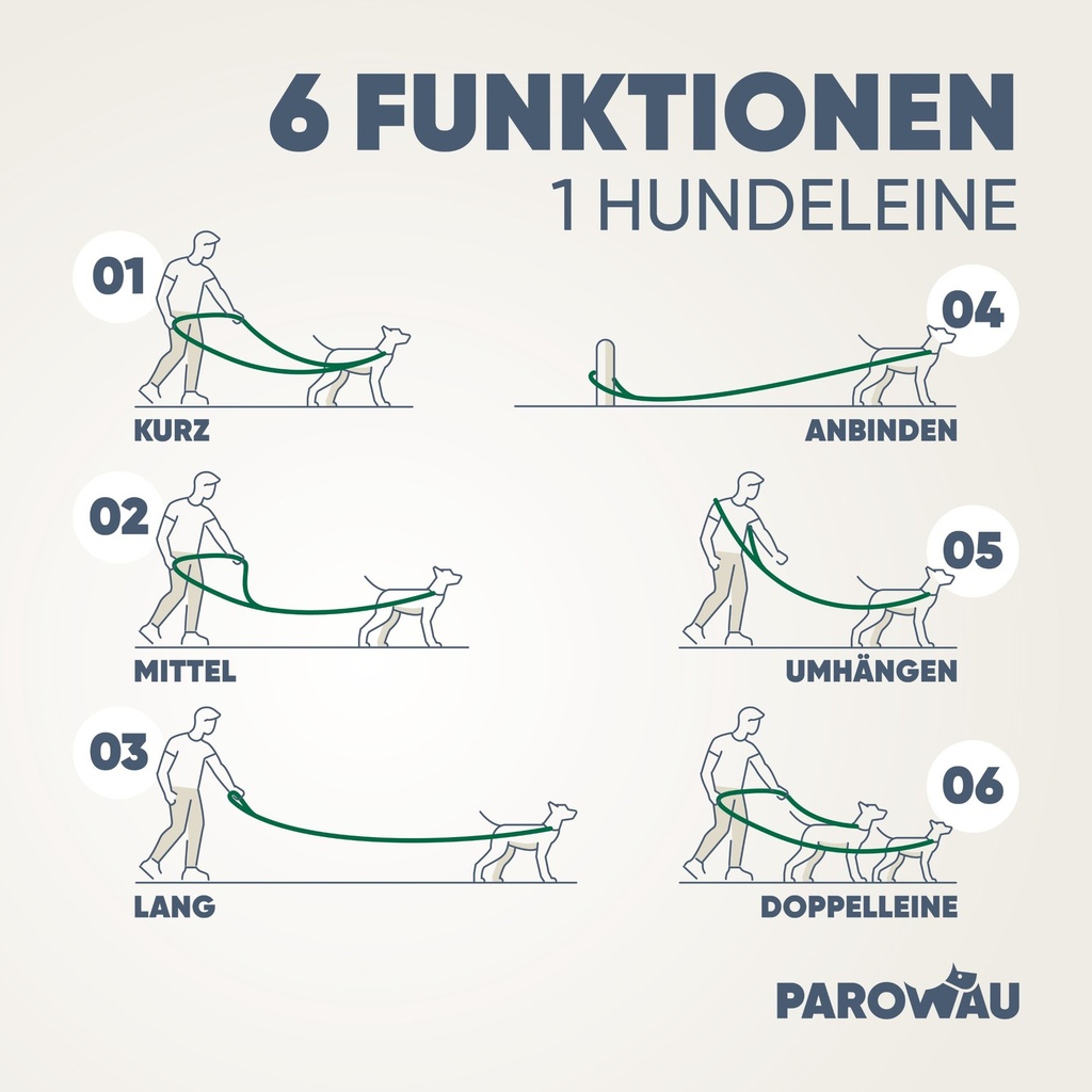 PAROWAU Hundeleine 3m + Hundespielzeug Ball (Grün)